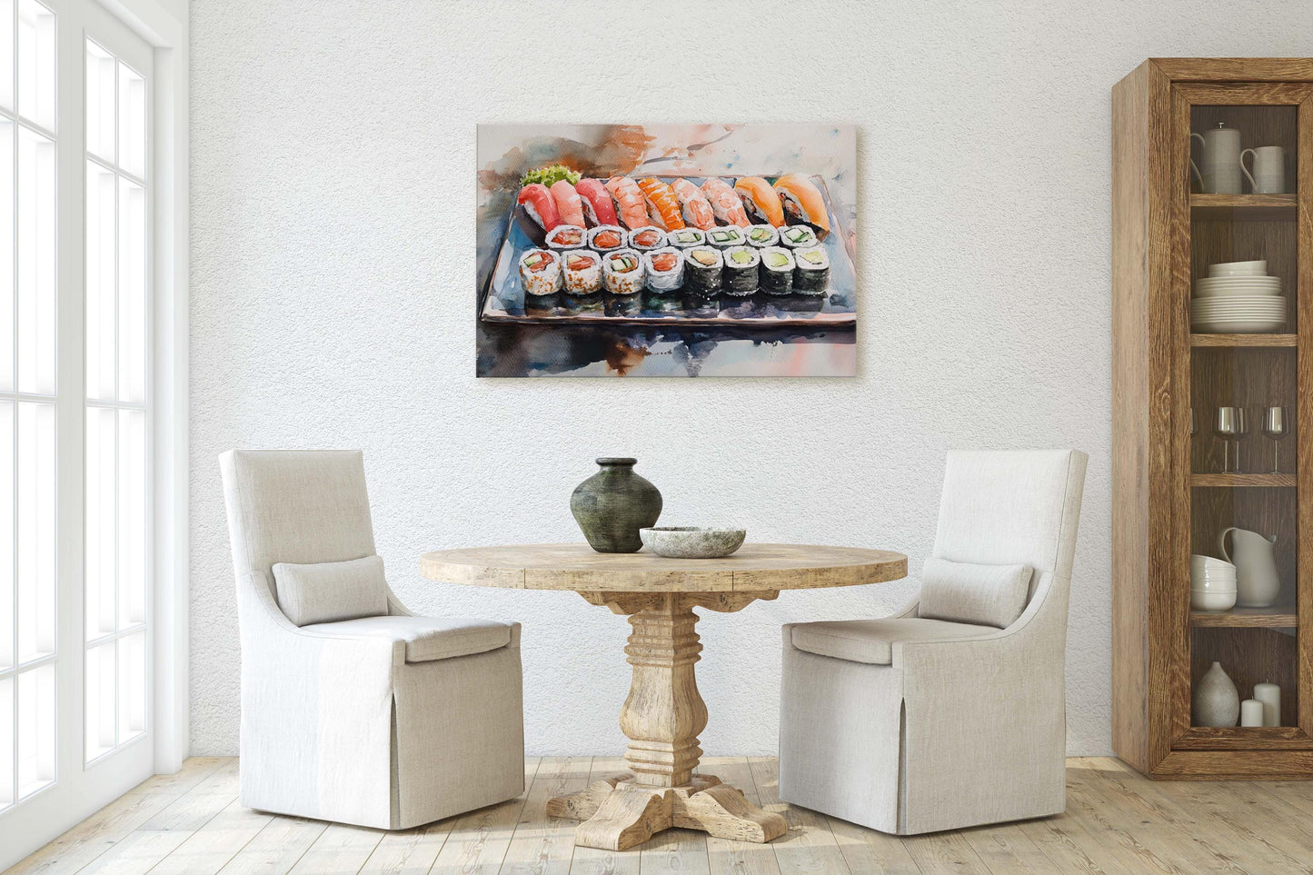 Sushi Print, Sashimi Canvas, Food Decor, Kitchen Art