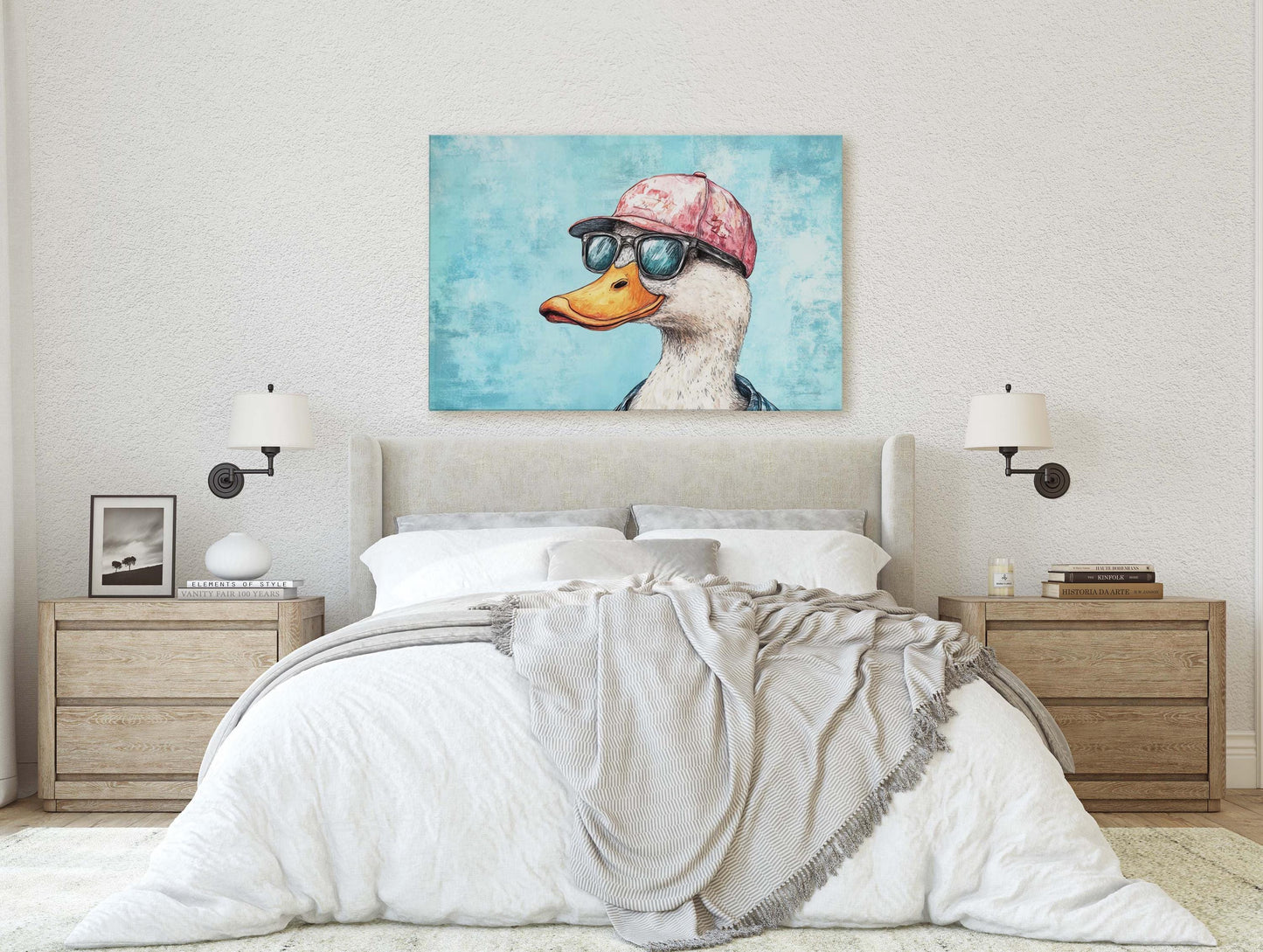 Hipster Duck, Pop Art, Modern Decor, Street Art, Animal Art, Unique Art, Kids Room, Boys Room, Girls Room