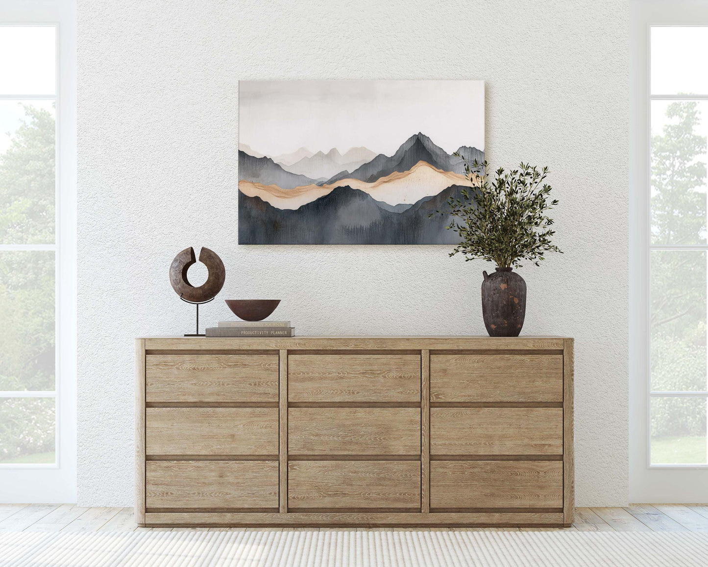 Foggy Mountain Art, Misty Mountains, Nature Painting, Contemporary Art