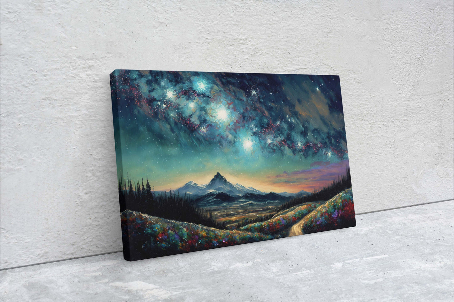 A Starry Night Mountain Range Canvas Art