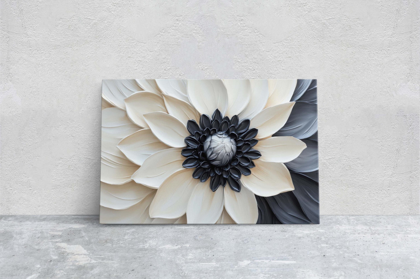 Flower Painting, Black White Floral, Contemporary Art