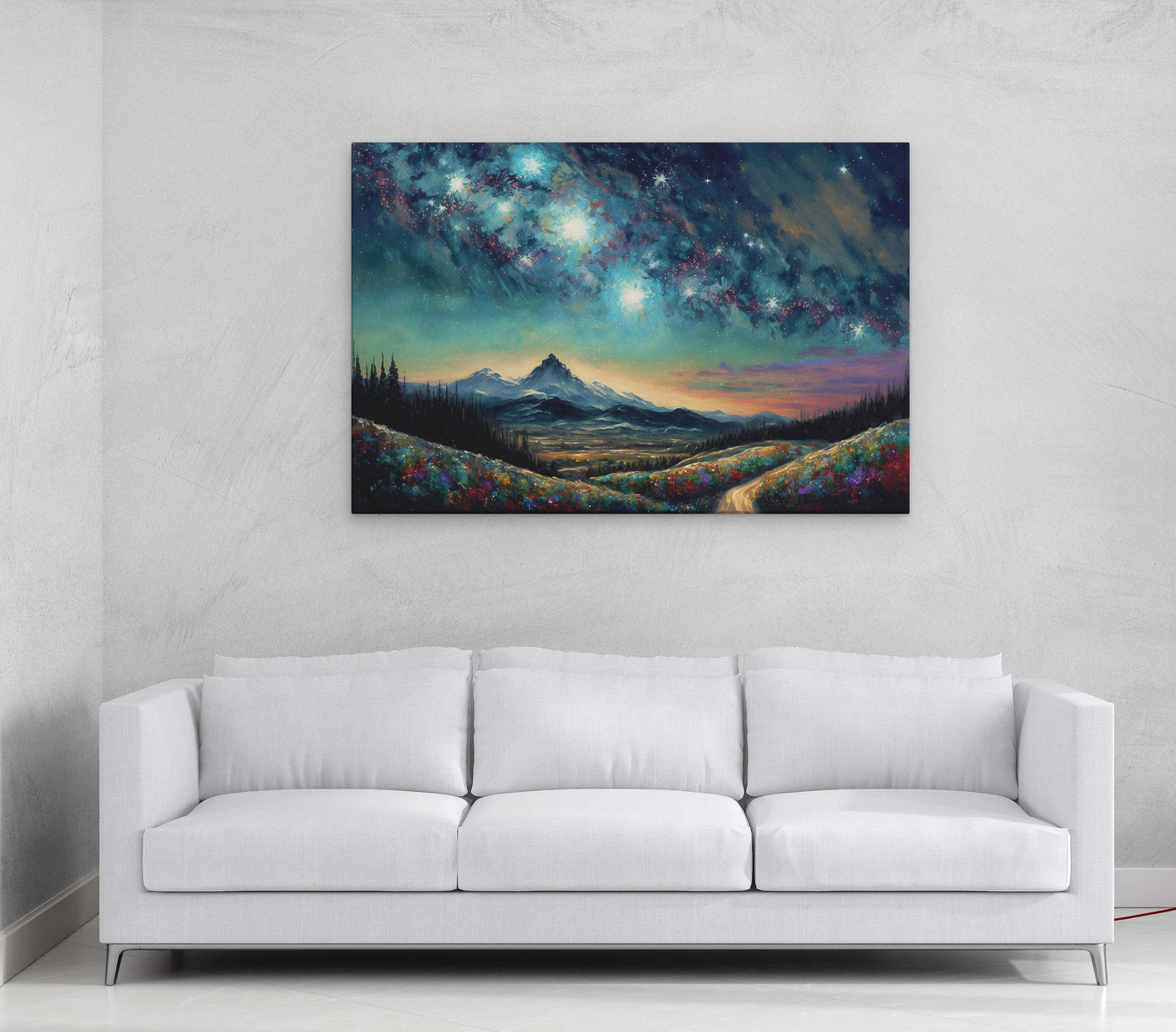 A Starry Night Mountain Range Canvas Art