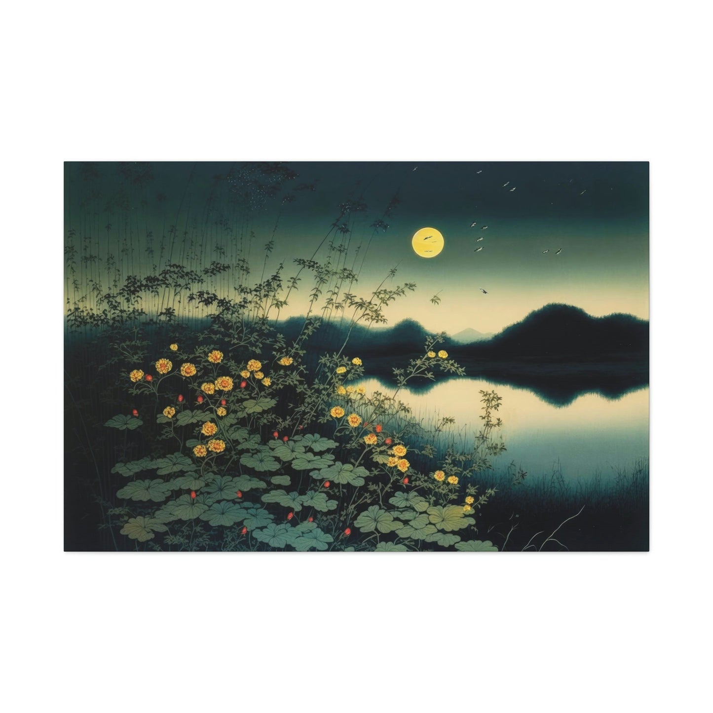 Japanese Firefly Canvas Art Ready To Hang Large Print, Oil Painting, Colorful