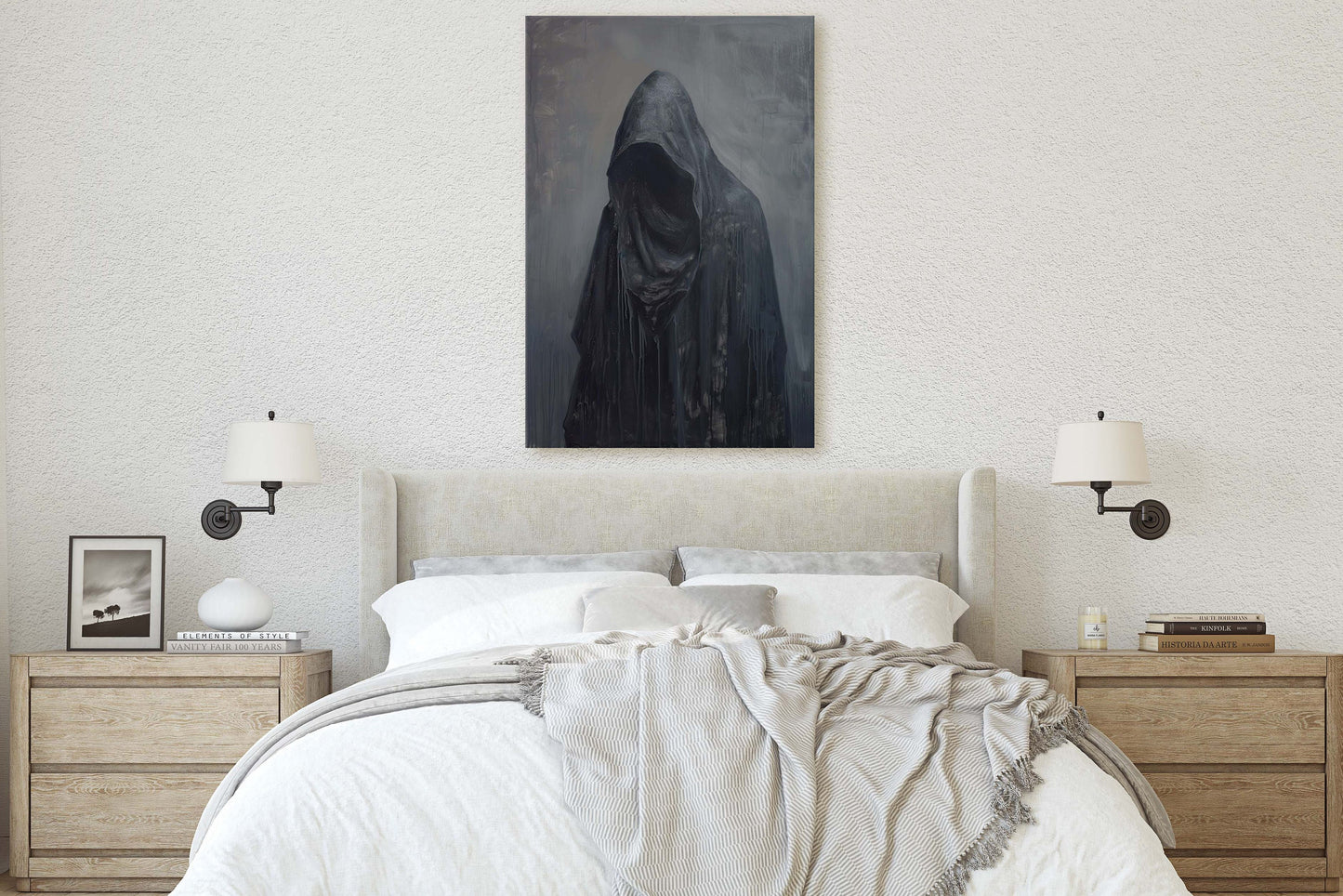 Figure of Death, Dark Robed Figure, Creepy Painting, Gothic Art, Dark Academia, Victorian Art