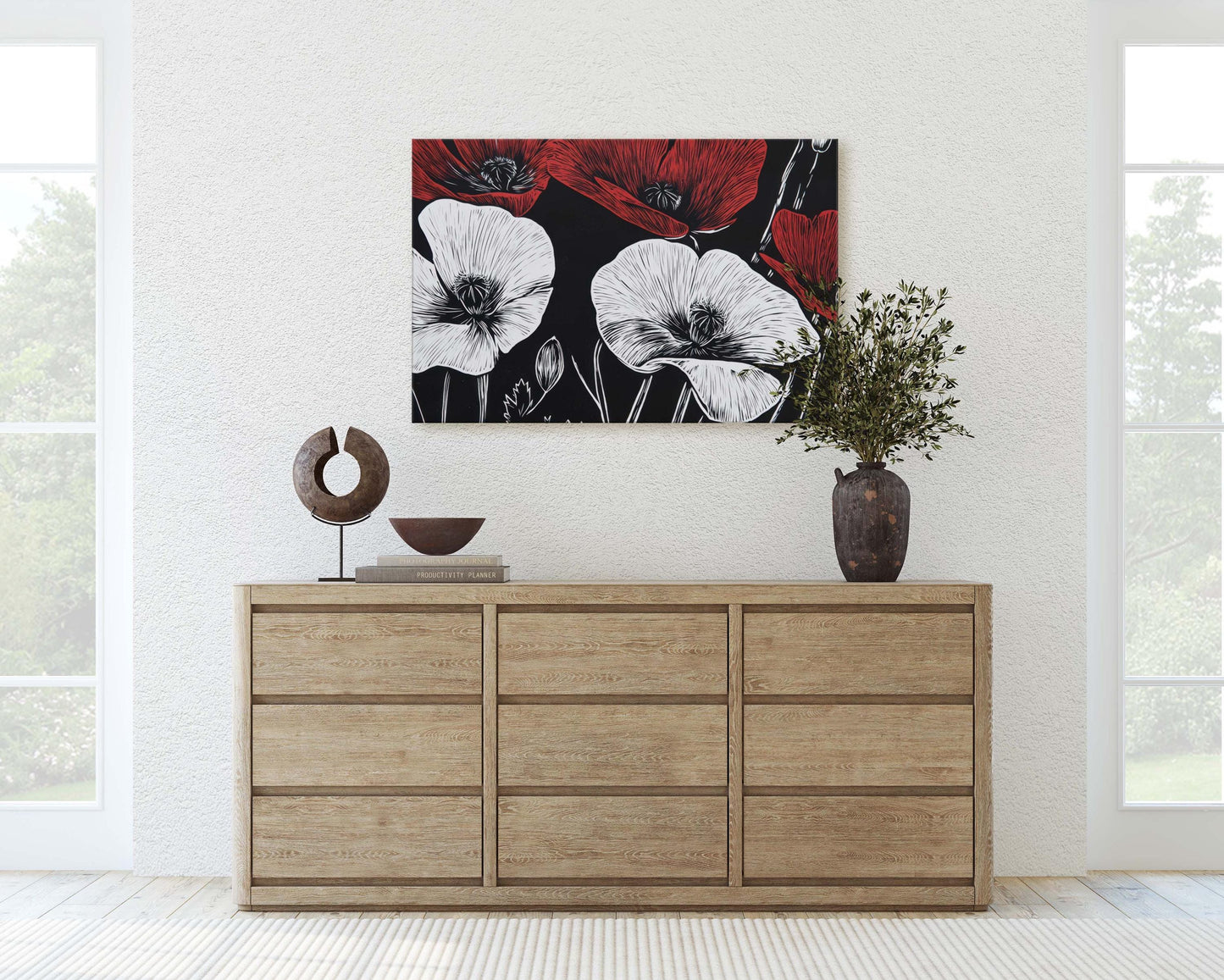 Red White Poppies, Poppy Flowers, Poppies Painting