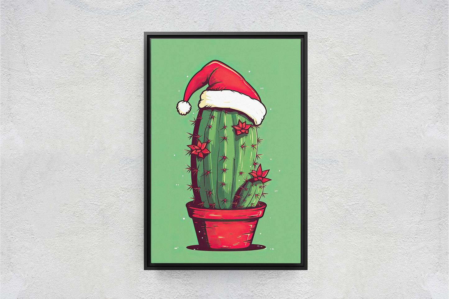 Christmas Cactus, Cute Cactus, Cute Christmas Decor, Illustration, Southwester, Chibi Style, Cartoon Cactus