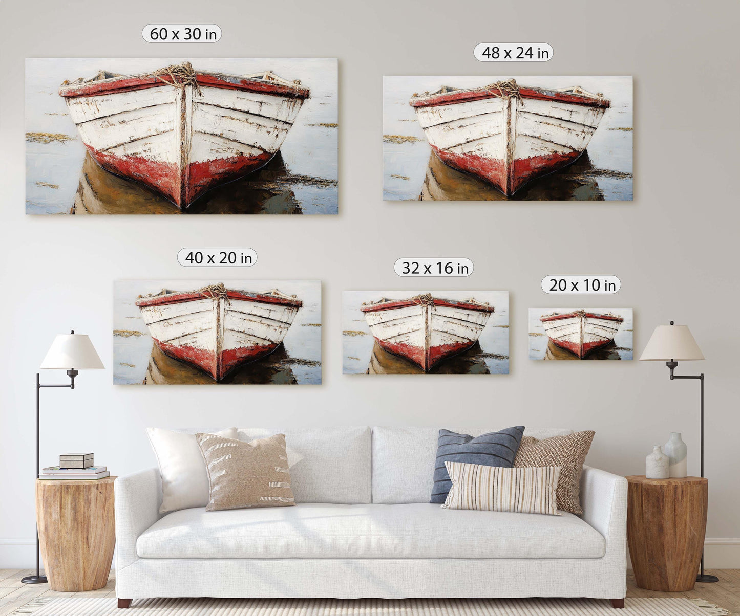 Red Boat, Beach House, Ship Art, Coastal Art, Vacation Home, Nautical Art