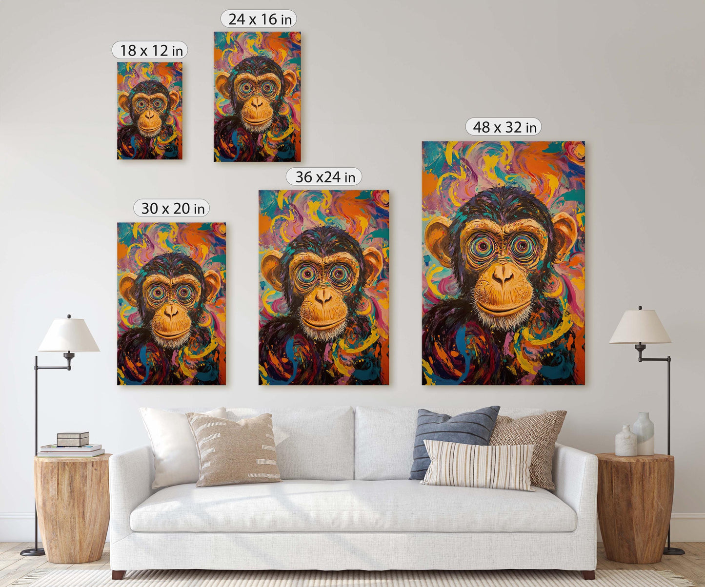Monkeying With Perception, Surrealist Art, Modern Decor, Monkey Print, Ape Art