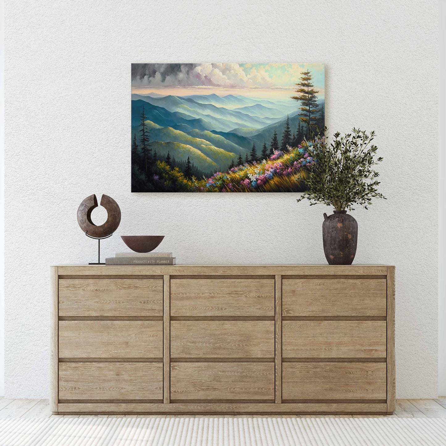 Great Smoky Mountains Canvas Art Ready To Hang Large Print, Oil Painting, Landscape