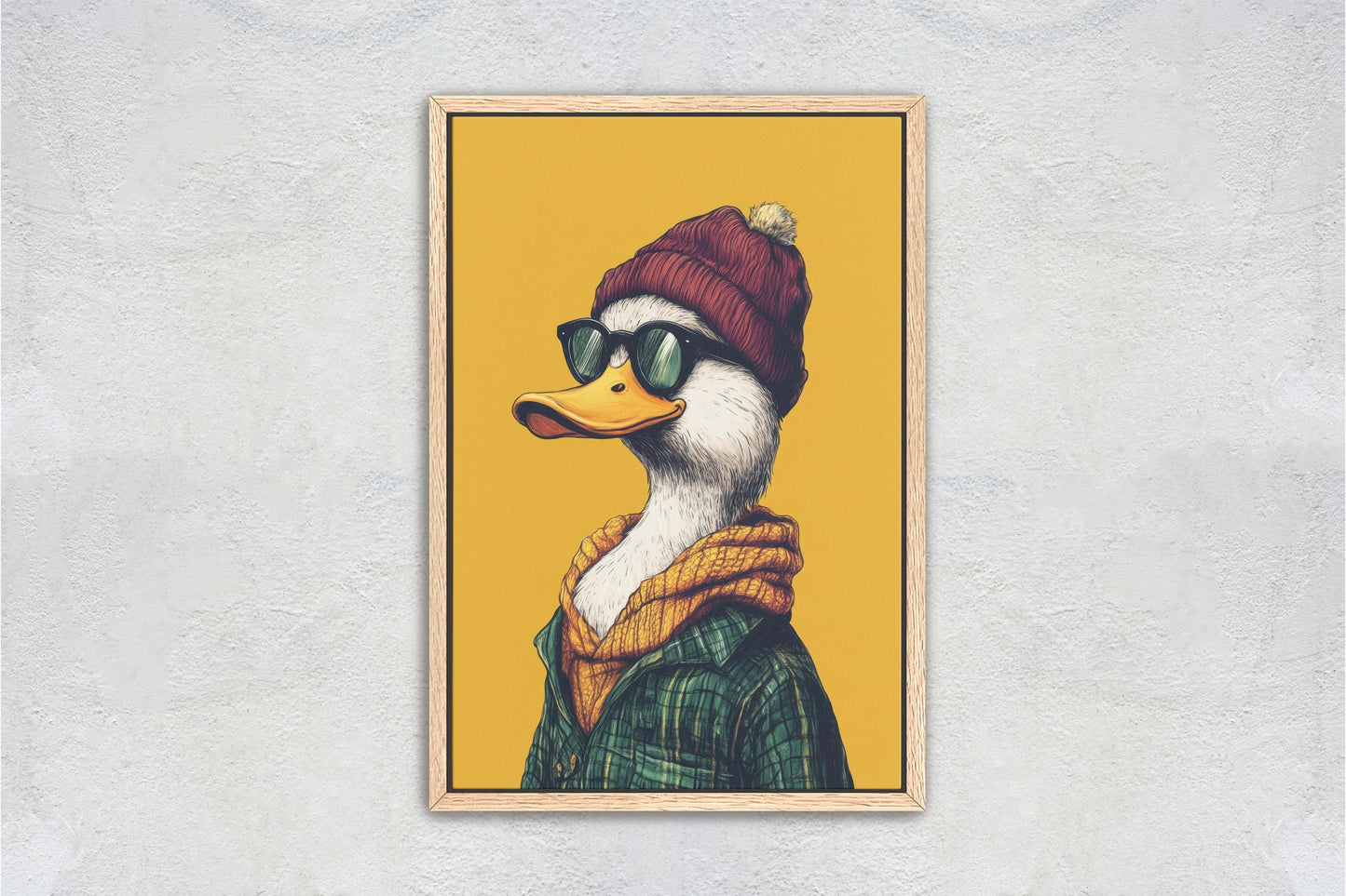 Hipster Duck, Pop Art, Modern Decor, Street Art, Framed Print, Animal Art, Unique Art, Animal Sunglasses, Kids Room, Boys Room
