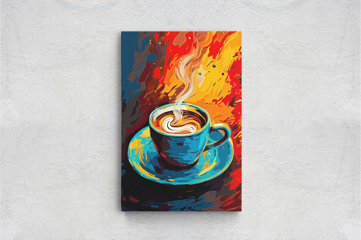 Coffee Art, Latte Painting, Pop Art, Modern Contemporary, Colorful Vivid, Abstract Representative, Framed Canvas, Large Art print