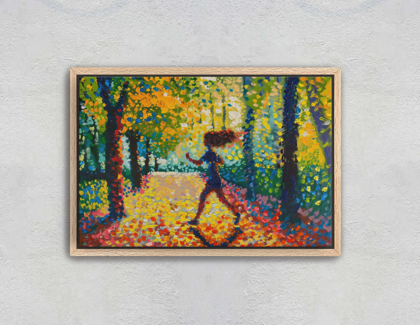 Running Painting,Park Art, Pointillism, Womens Sports, Girls Sports, Track and Field, Athlete Art, Sports Decor,Women Track