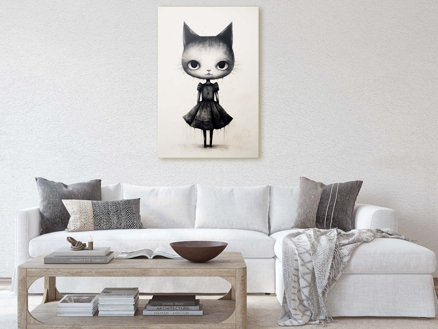 Black Cat Art, Black and White Cat, Cat Ink, Kitten Print, Graffiti, Street Art, Modern, Contemporary, Cute Kitten, Halloween