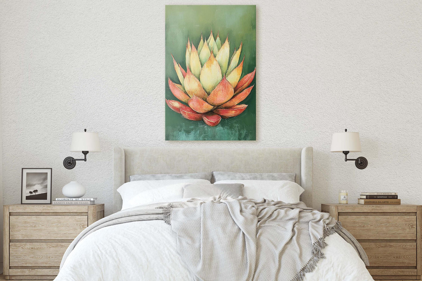 Red Green Agave, Abstract Agave, Minimalist Decor