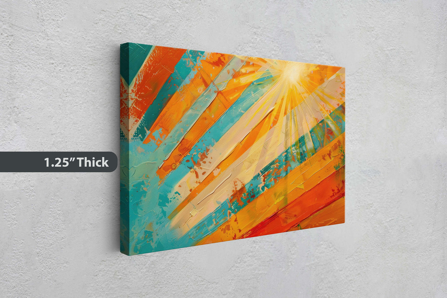 Sunburst, Starburst, Abstract Color, Color Theory, Modern Art, Contemporary, Framed Canvas, Statement Piece, Large Art Print, Rainbow Vivid