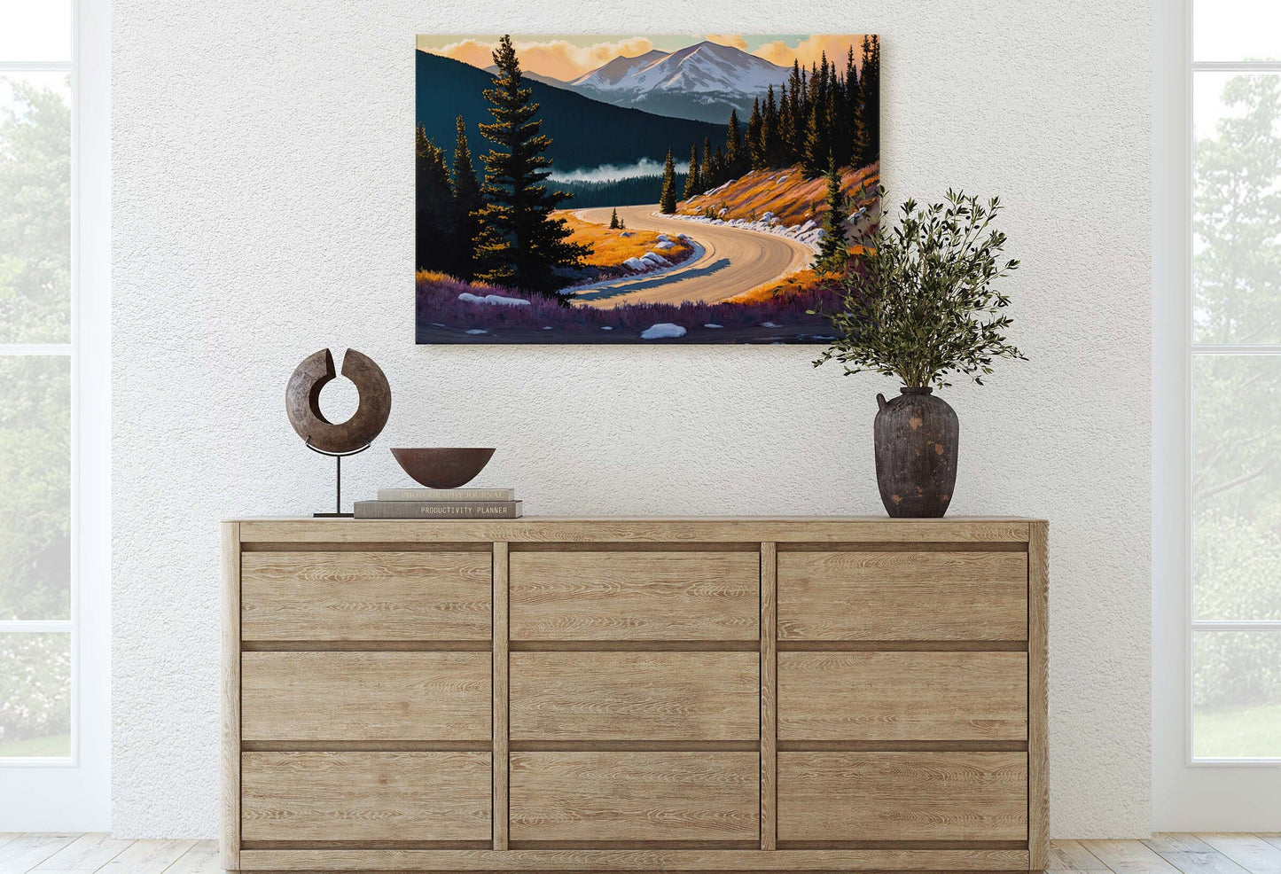 Monarch Pass Colorado, Mountain Landscape, Winding Road, Canvas Art Print, Ready to Hang, Evergreen, Landscape Painting, Continental Divide