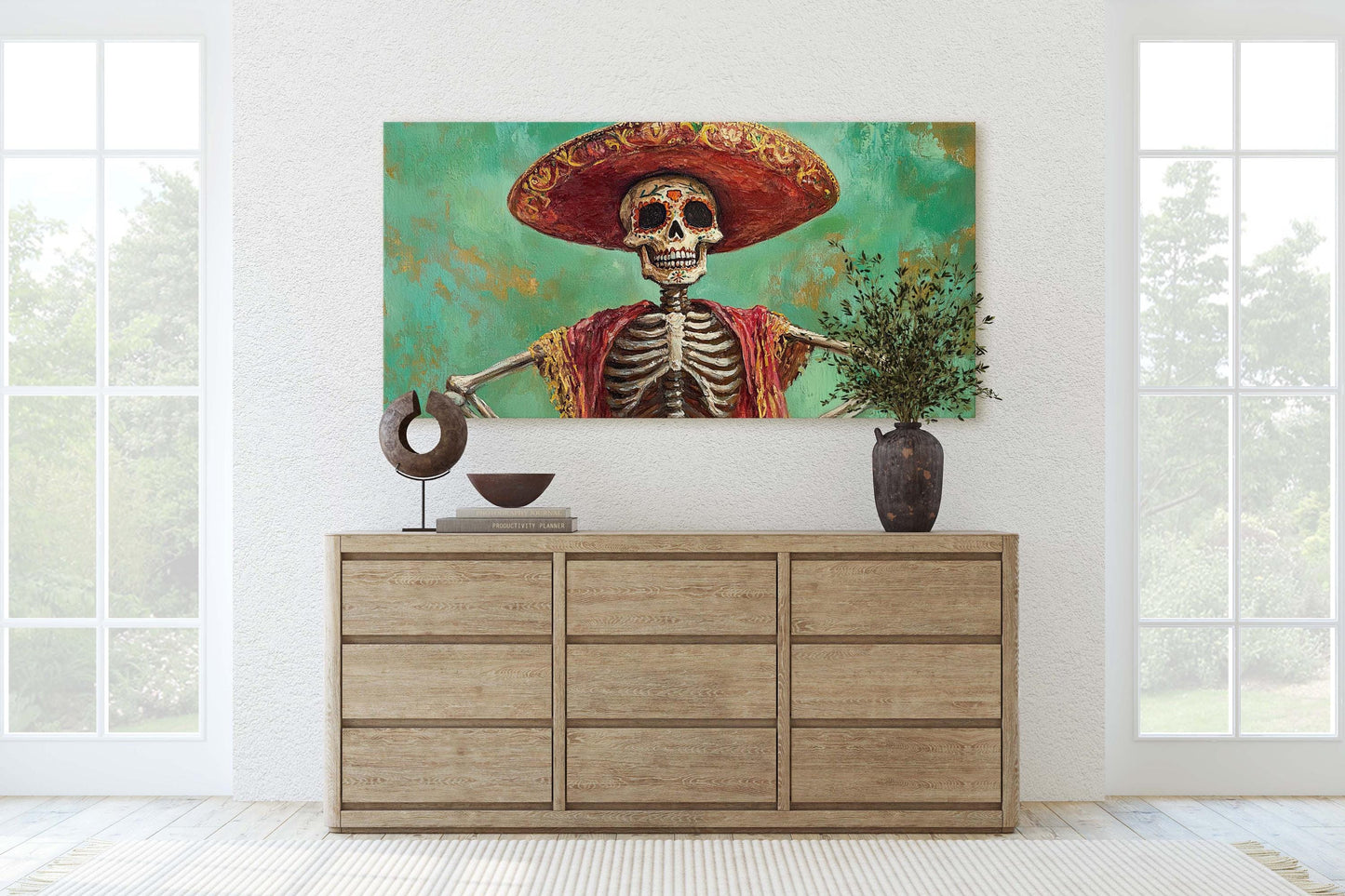 Day of Dead Skeleton, Emerald Green, dia de los muertos, Sombrero