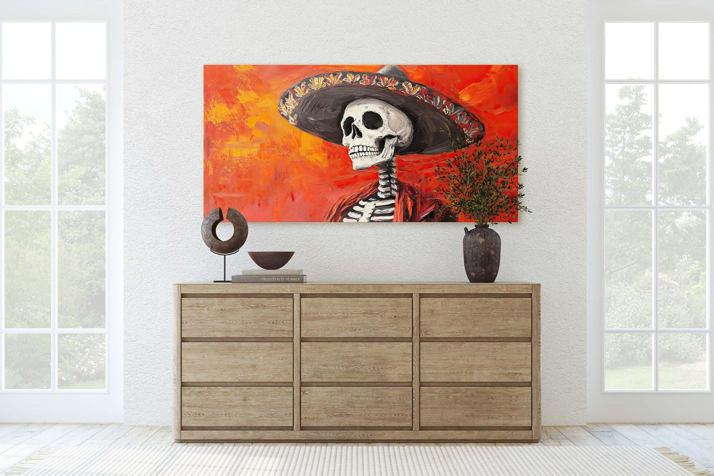 Skeleton Day of the Dead, Calavera, Dia De Los Muertos, Red Orange