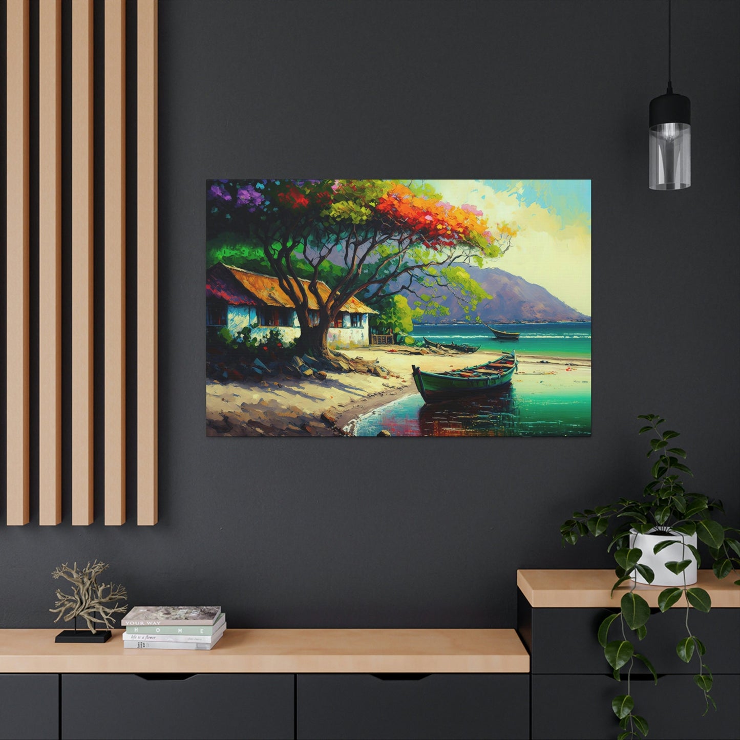 Taboga Island Canvas Art Ready To Hang Large Print, Oil Painting, Panama, Island of Flowers