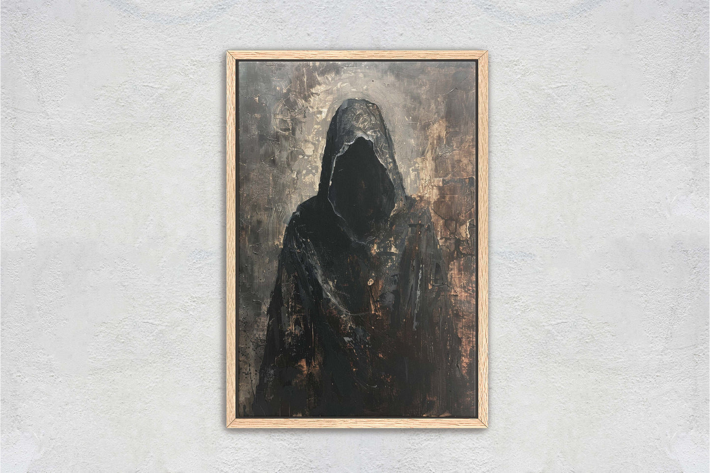 Figure of Death, Dark Robed Figure, Creepy Painting, Gothic Art, Dark Academia, Victorian Art