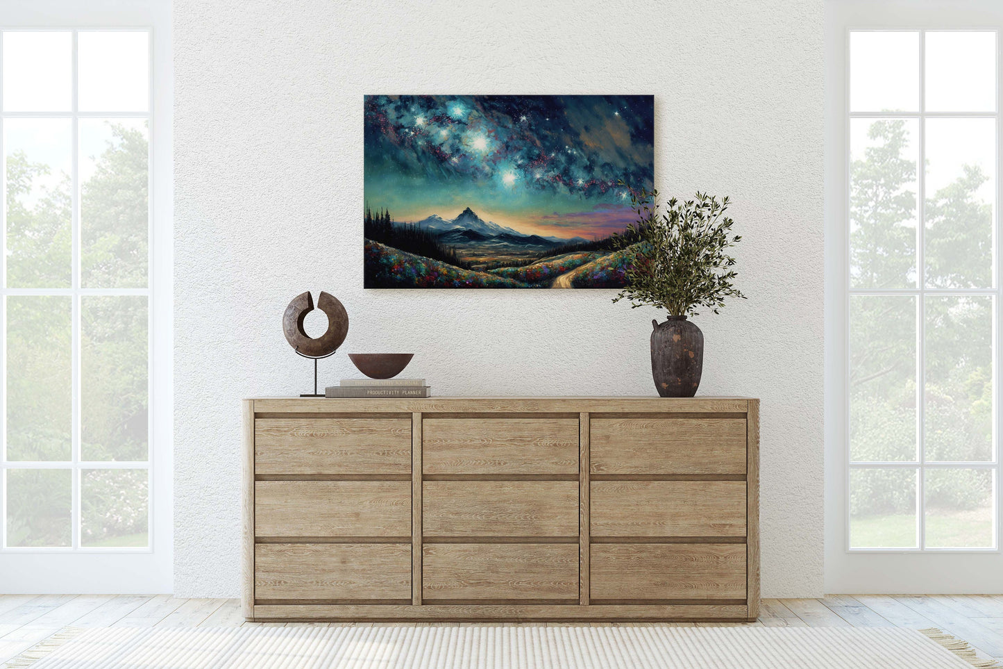 A Starry Night Mountain Range Canvas Art