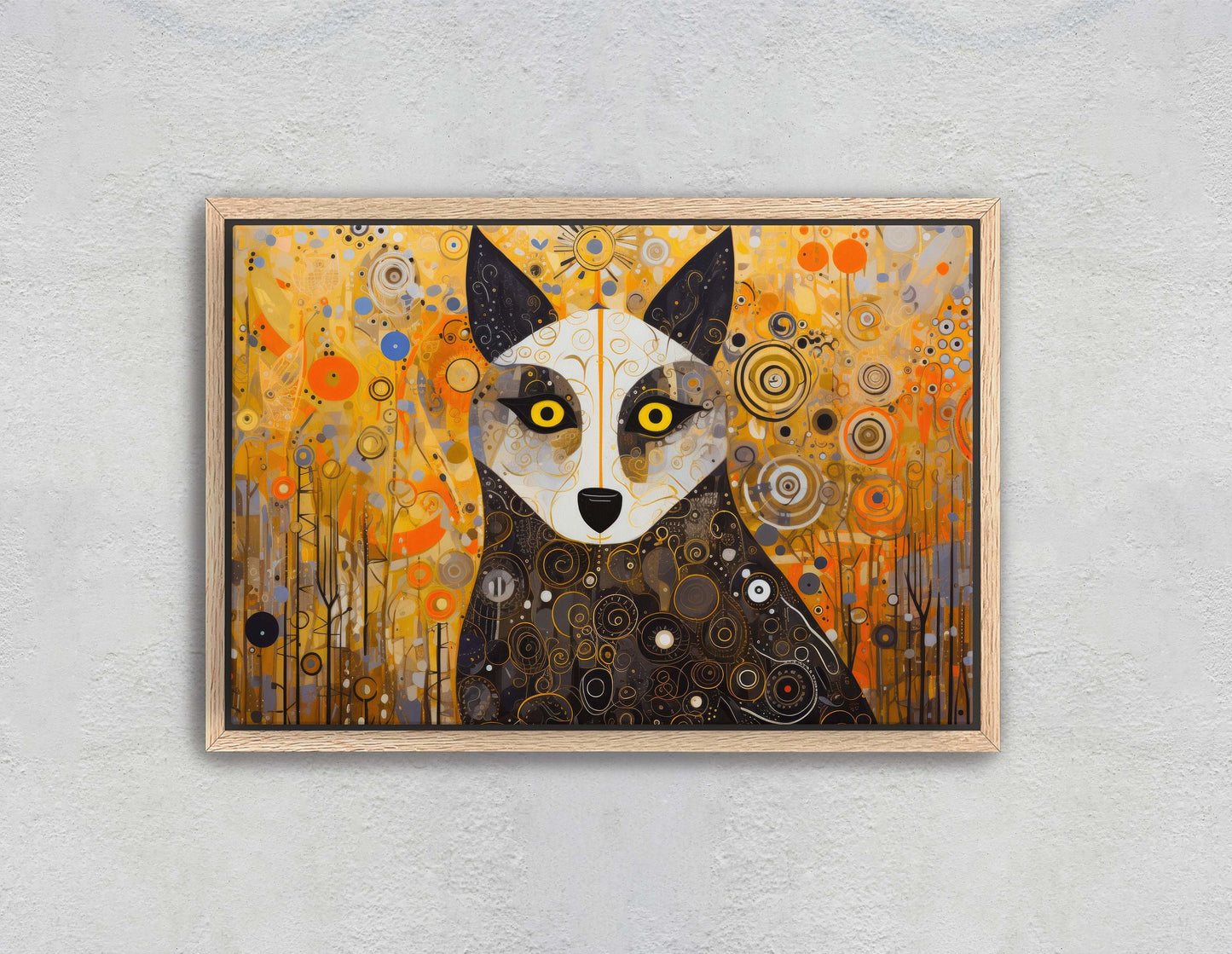Abstract Animal Art, Wolf Painting, Symbolism Dog, Modern Art, Contemporary Decor, Surrealism, Modernism, Framed Canvas, Large Art Print