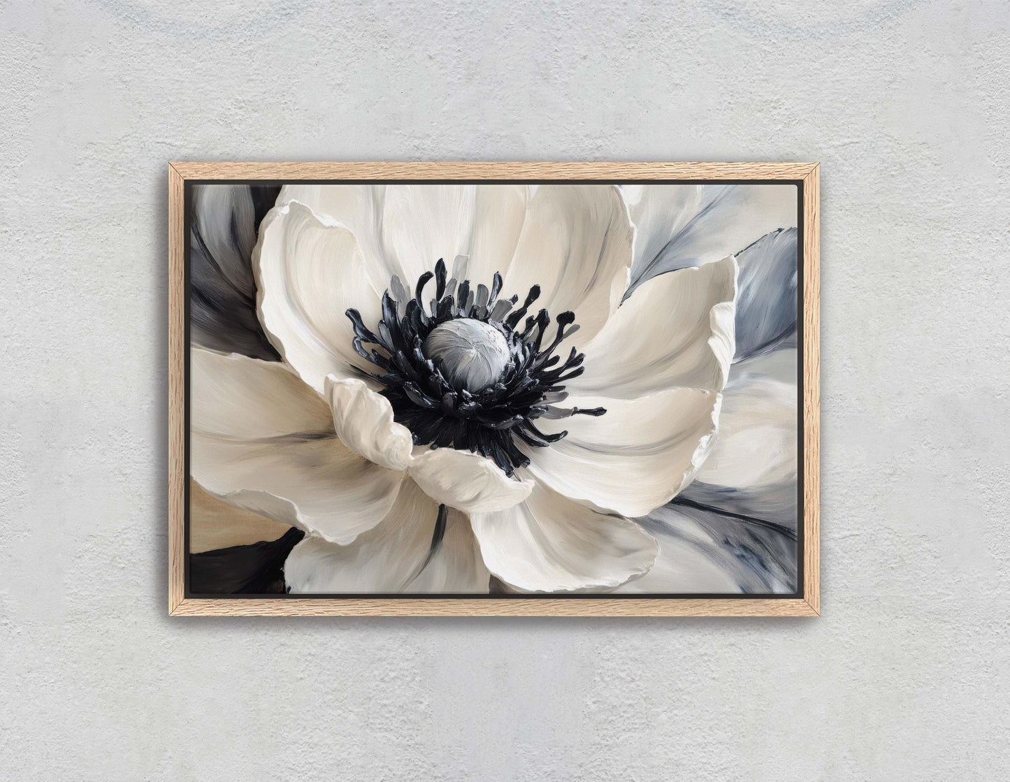 Flower Painting, Black White Flower, Contemporary Art