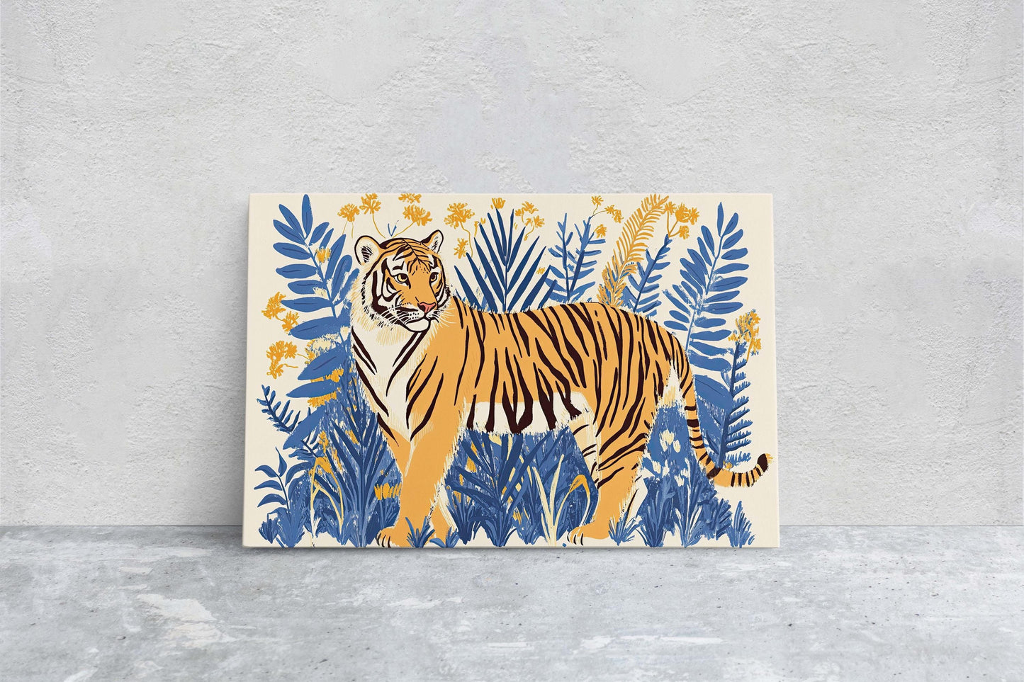 Jungle Tiger, Minimalist Tiger Print, Botanical Animal