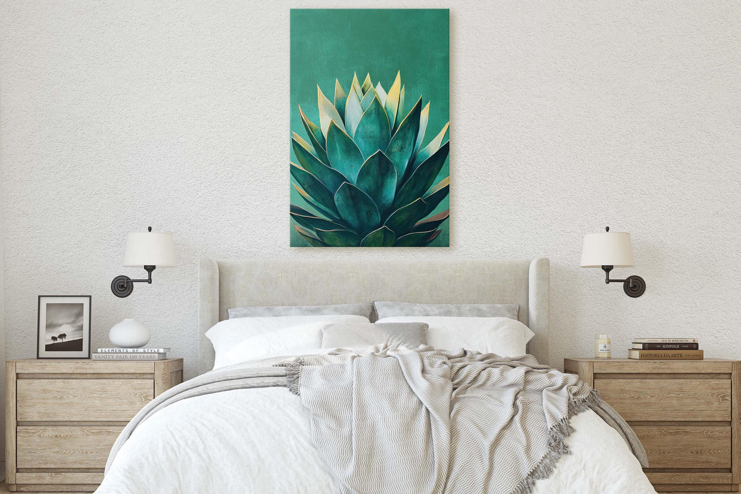 Emerald Green Agave, Agave Painting, Contemporary Decor