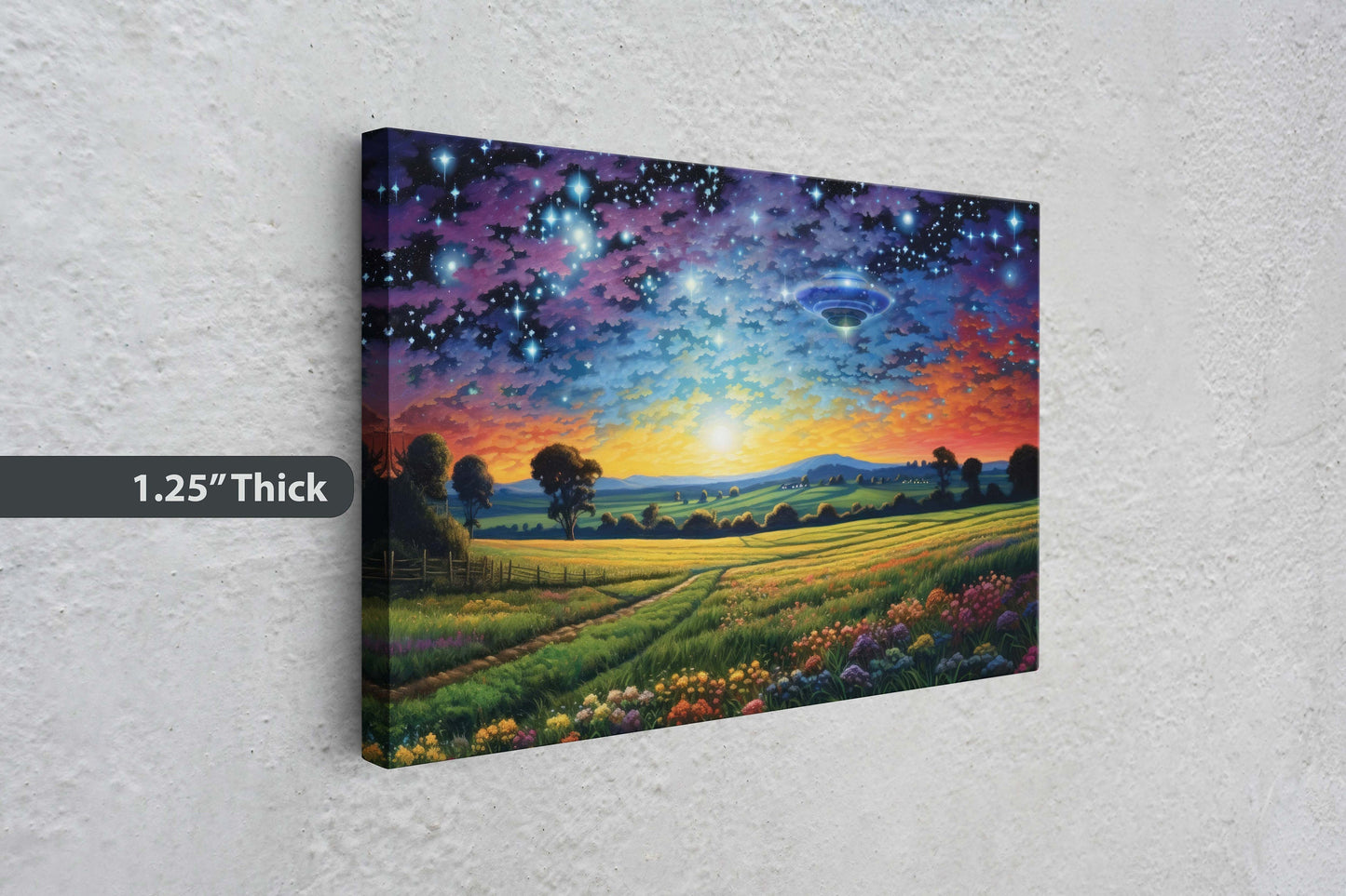 Hidden UFO on Canvas, Subtle UFO Art, Alien Painting, Spaceship Print, Area 51 Print, Flying Saucer, Sci fi art, I want to Believe