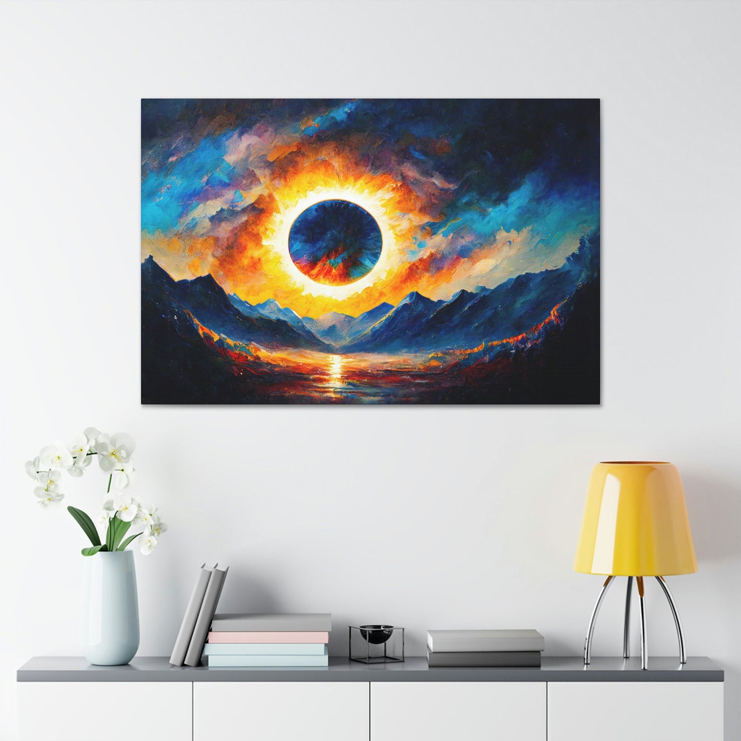 Solar Eclipse Canvas Art Ready To Hang | Sci Fi | Man Cave