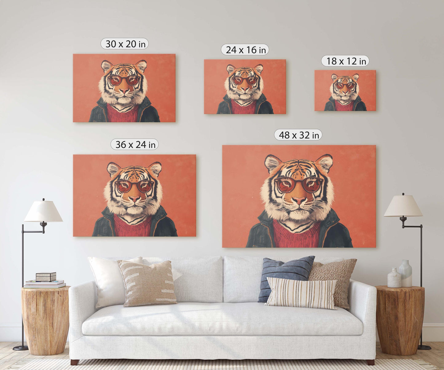 Hipster Tiger, Pop Art, Modern Decor, Street Art, Animal Art, Unique Art, Kids Room, Boys Room, Girls Room
