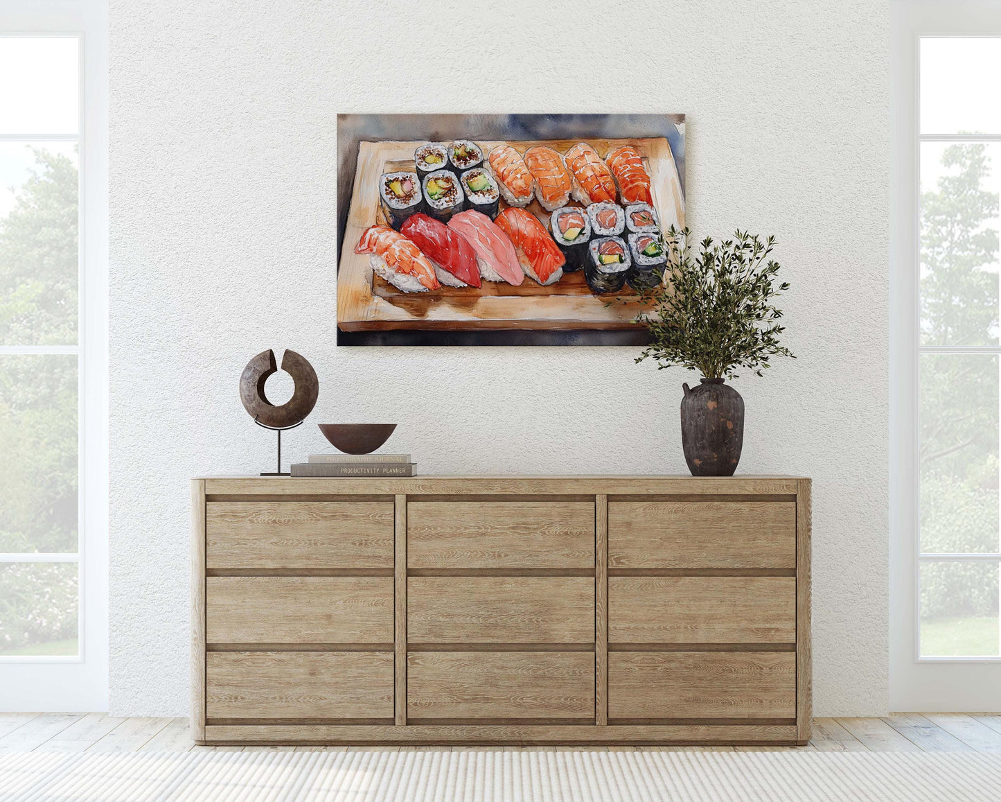 Sushi Print, Sashimi Canvas, Food Decor, Kitchen Art