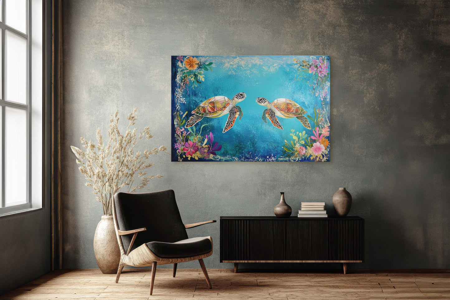 Sea Turtles In love, Ocean Decor, Turtle Print, Fish Art