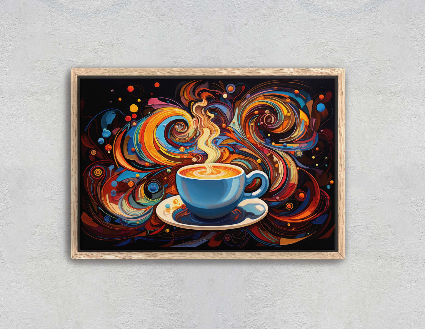 Modern Coffee, Coffee Art, Latte Painting, Pop Art, Modern Contemporary, Colorful Vivid, Abstract, Framed Canvas, Large Art print