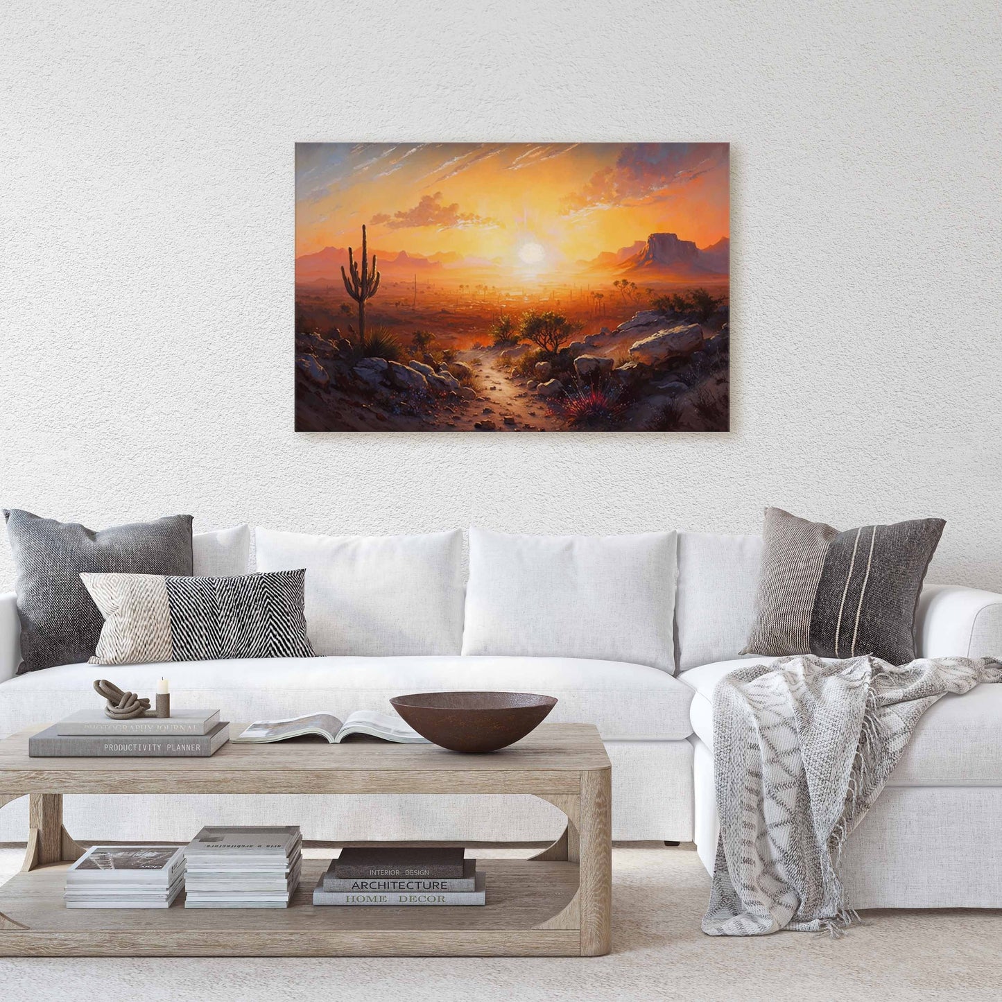 Desert Landscape Canvas Art Ready To Hang Large Print, Oil Painting, Landscape, Southwest Art, Arizona Decor