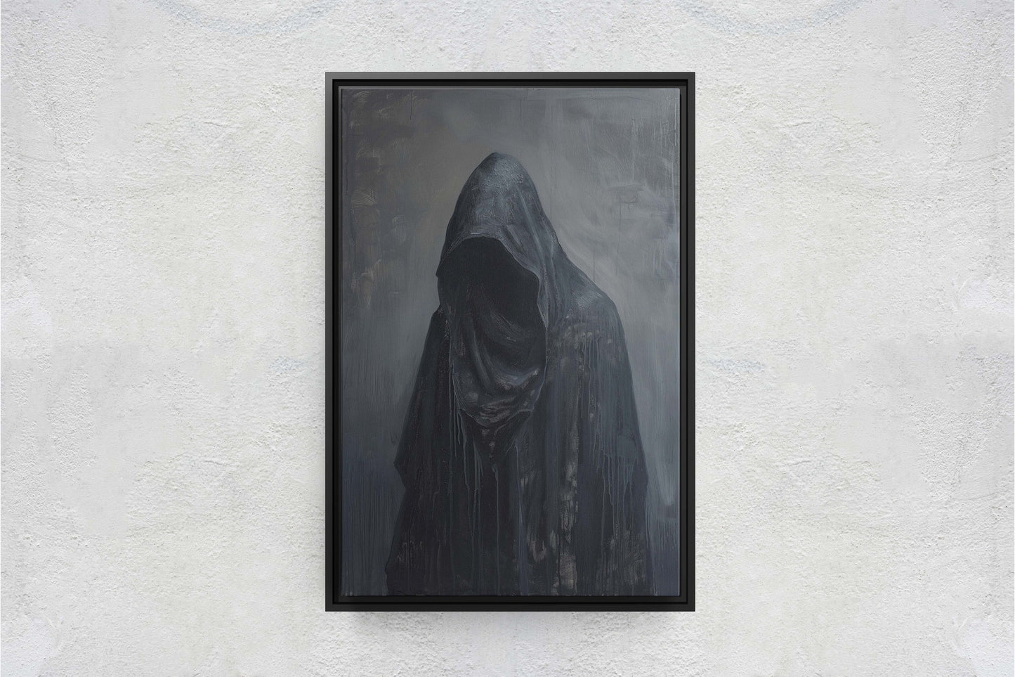 Figure of Death, Dark Robed Figure, Creepy Painting, Gothic Art, Dark Academia, Victorian Art