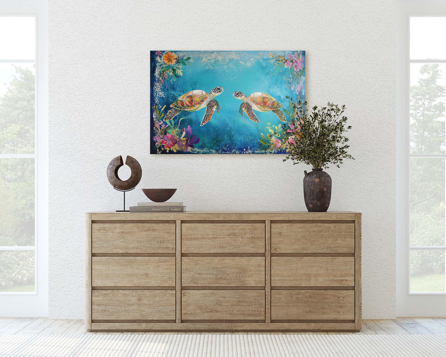 Sea Turtles In love, Ocean Decor, Turtle Print, Fish Art