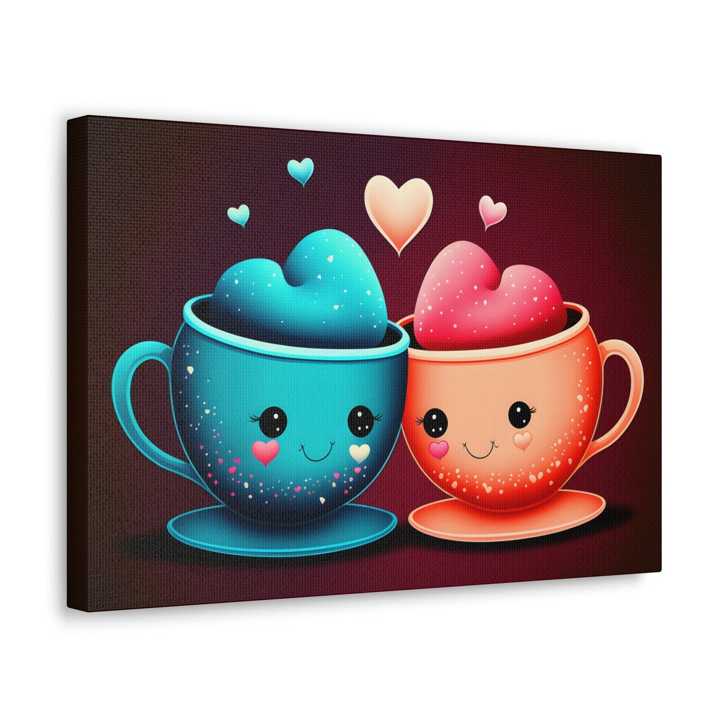 Cute Mugs in Love Canvas Art Ready To Hang