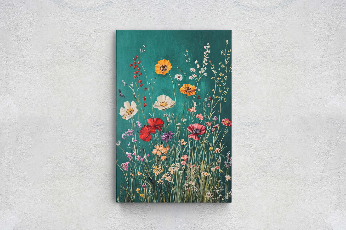 Spring Wildflowers, Green Decor, Flower print