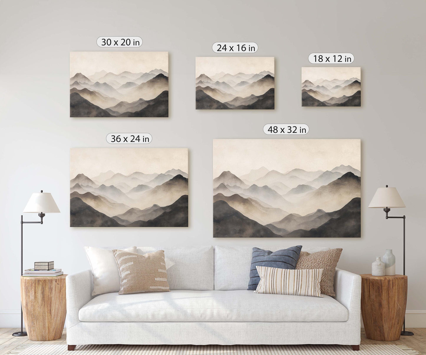 Foggy Mountain Art, Misty Mountains, Nature Painting