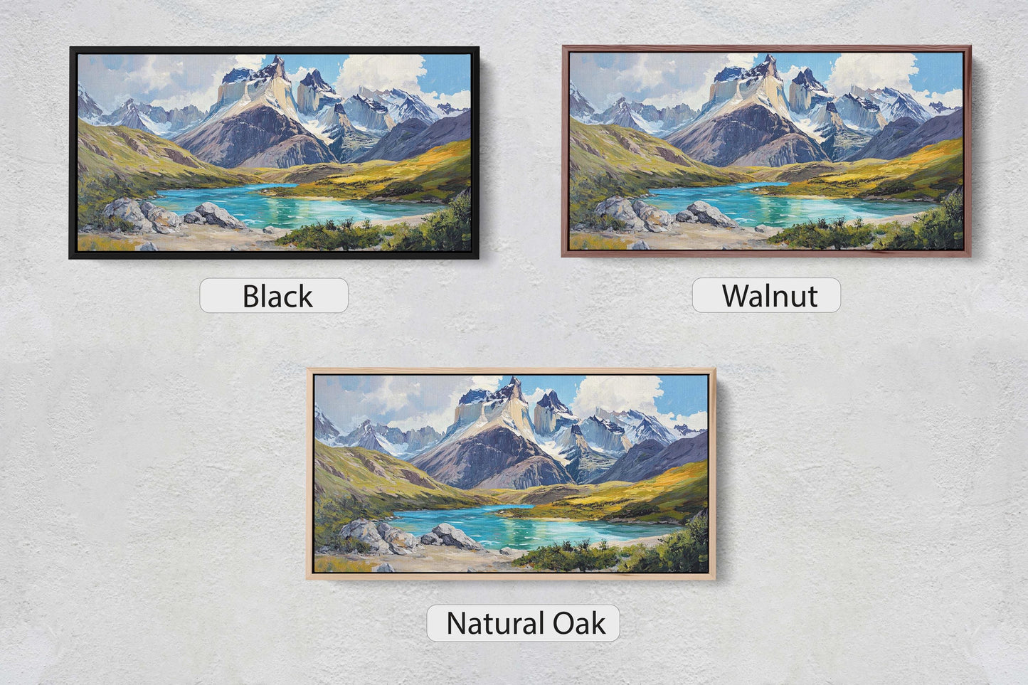 Torres del Paine Art, Chile Painting, Mountain Lake Art, Nature Painting
