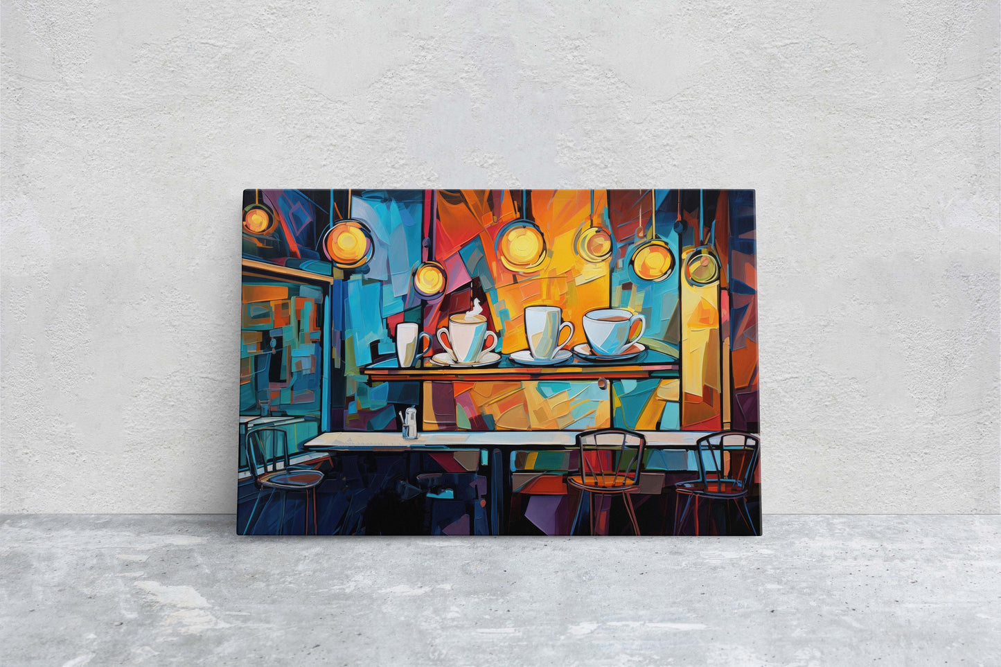 Coffee Shop Art, Coffee Art, Latte Painting, Pop Art, Modern Contemporary, Colorful Vivid, Abstract, Framed Canvas, Large Art print