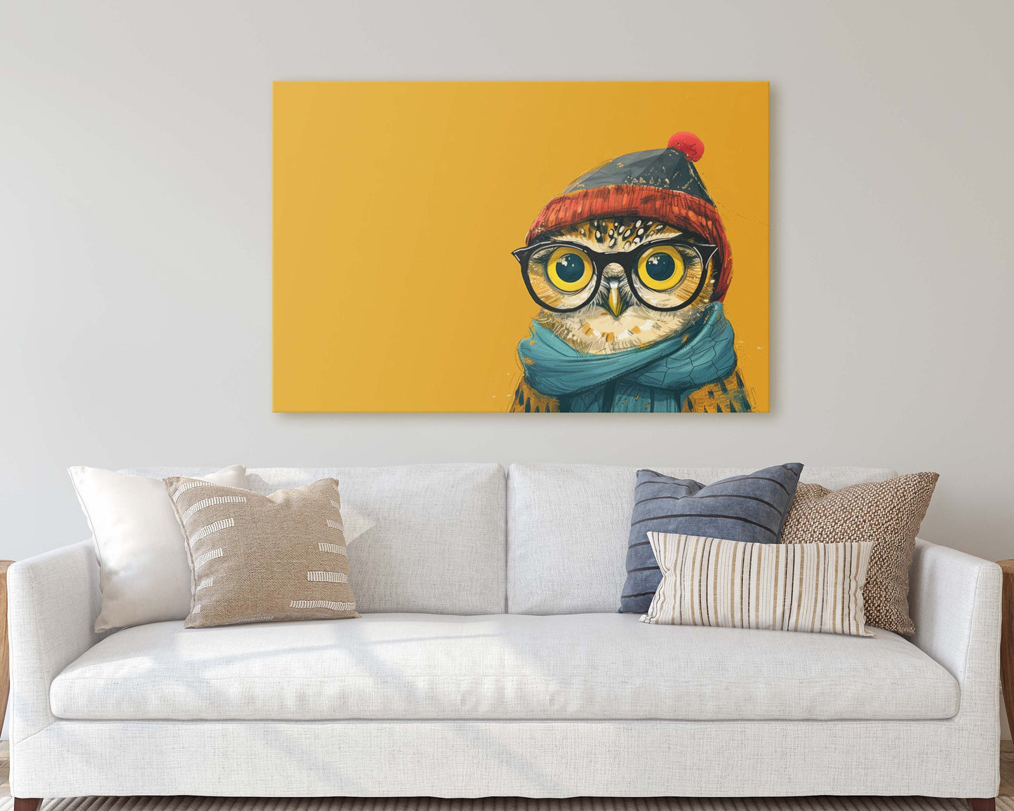 Hipster Owl, Pop Art, Street Art, Graffiti Painting, Animal Sunglasses, Orange Blue, Fun Quirky, Large Art Print, Kids Room