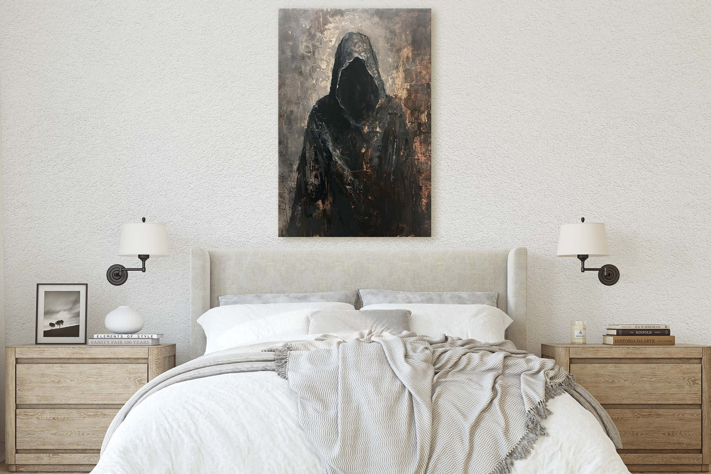 Figure of Death, Dark Robed Figure, Creepy Painting, Gothic Art, Dark Academia, Victorian Art