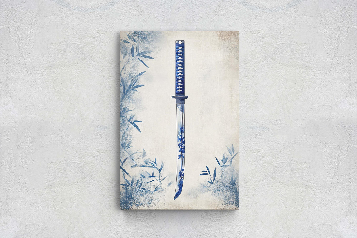 Blue Willow Katana, Samurai Sword, Vintage Art, chinoiserie Design