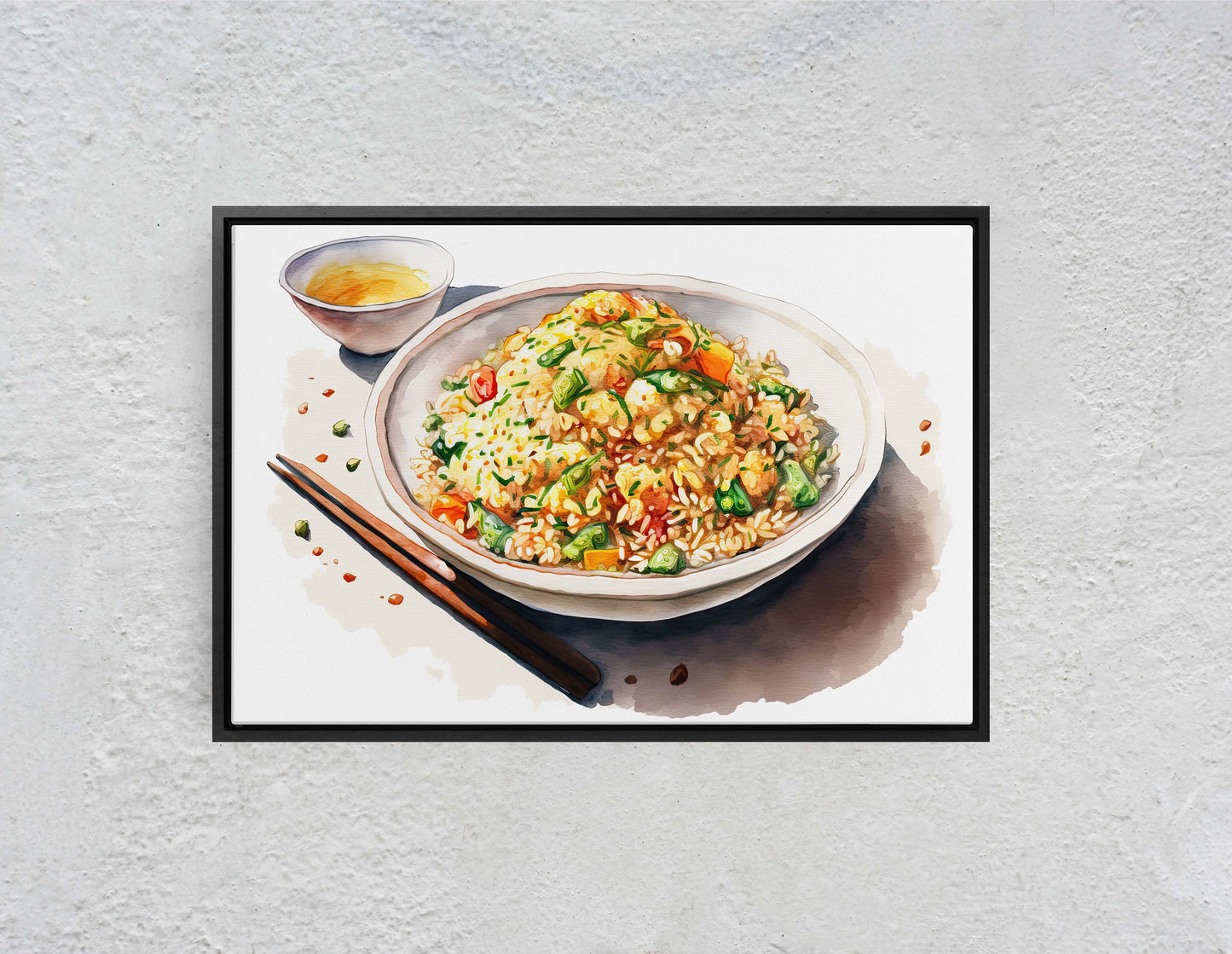 Fried Rice Watercolor, Chinese Food, Restaurant Art, Asian Cuisine, Dining Room, Kitchen Decor, Food Art, Stir Fry