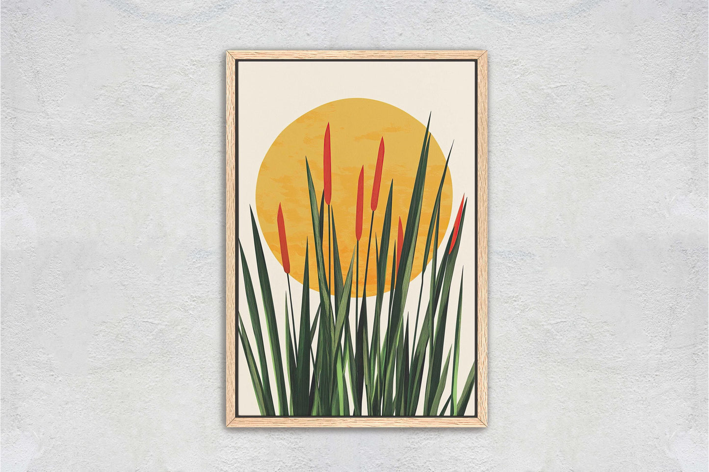 Afternoon Cat Tails, Summer Grass, Living Room Art