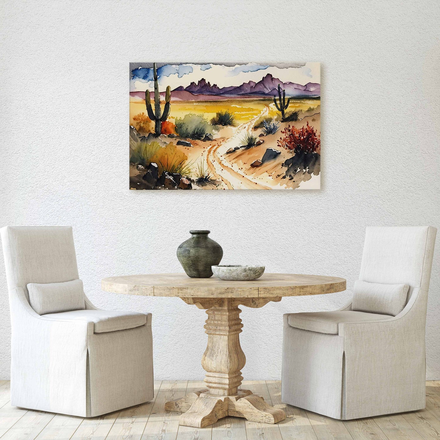 Watercolor Desert Canvas Art Ready To Hang Large Print, Landscape