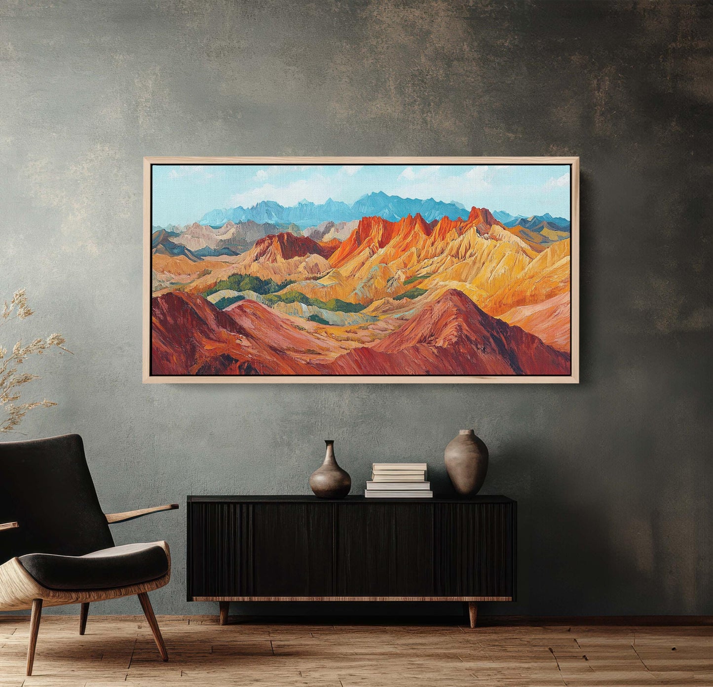 Canyon Art, Warm Tones, Mountain Landscape, Nature Painting